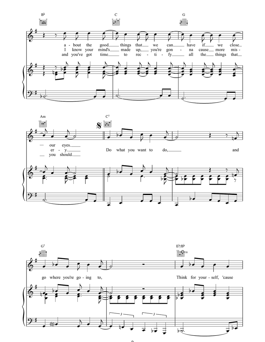 Think For Yourself Piano, Vocal, Guitar scores gallery preview page 2