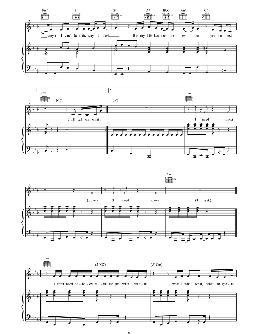 Overprotected Overprotected Piano, Vocal, Guitar scores gallery preview page 3