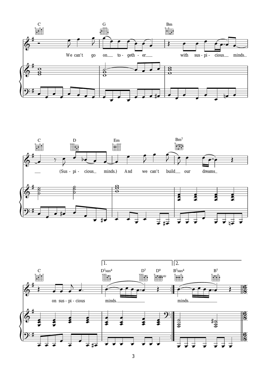 Suspicious Minds Suspicious Minds Guitar scores gallery preview page 3