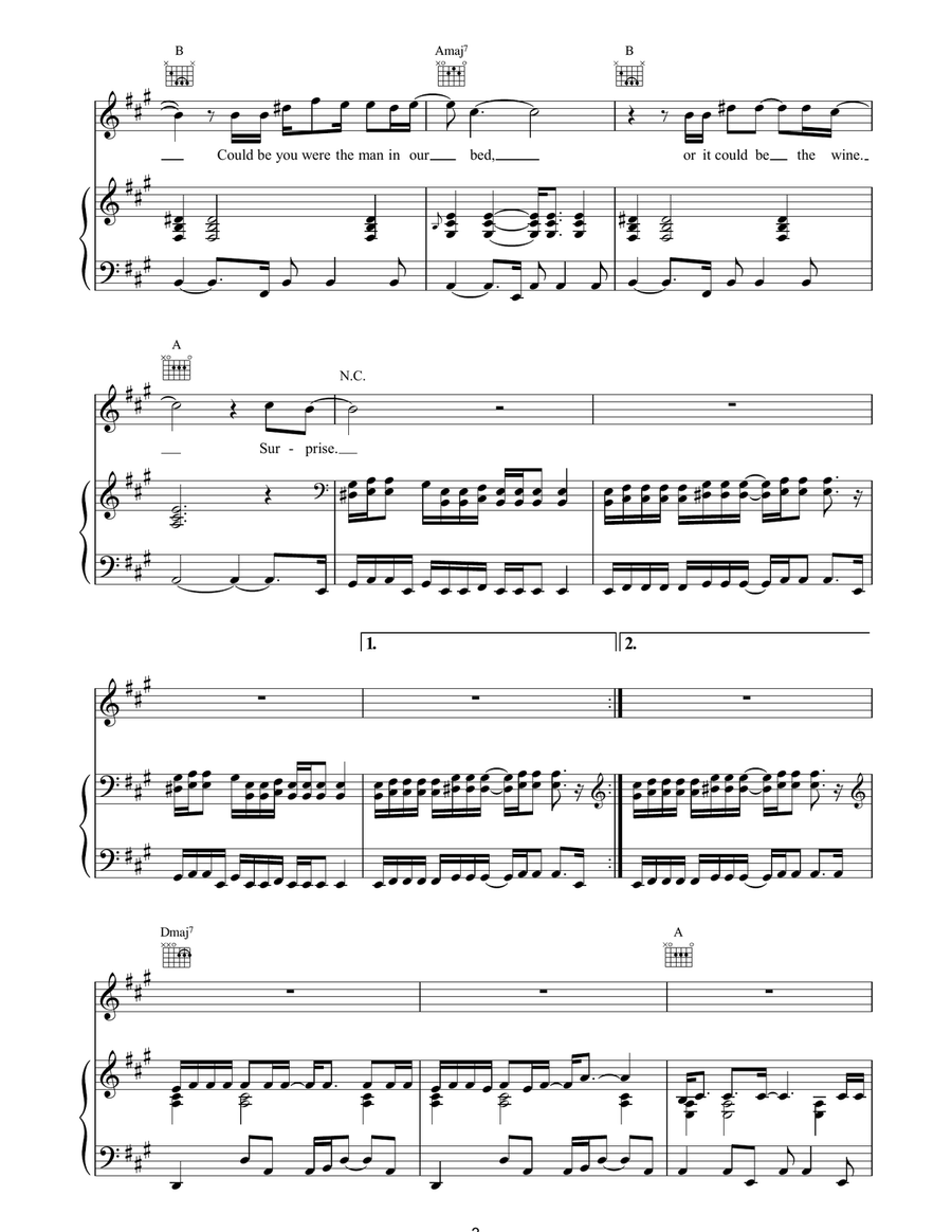 Surprise Surprise Piano, Vocal, Guitar scores gallery preview page 3