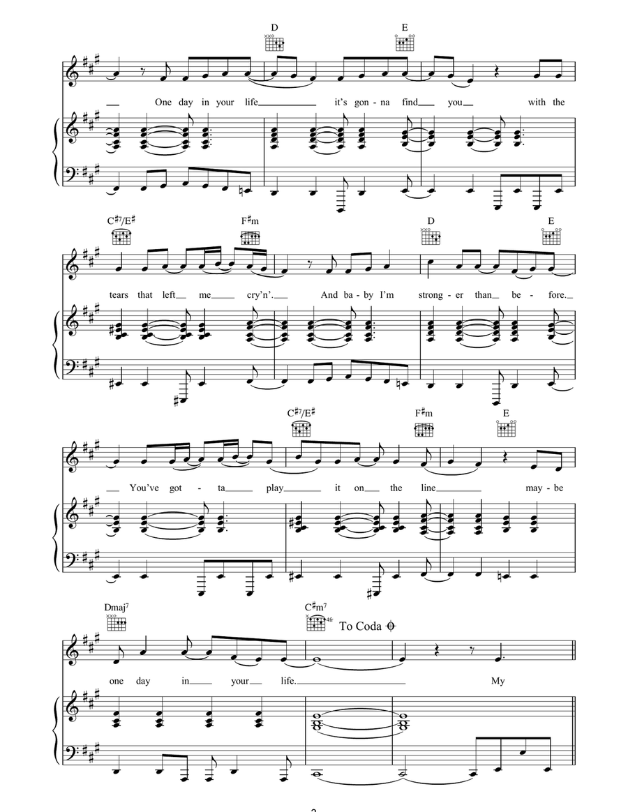 One Day In Your Life One Day In Your Life Piano, Vocal, Guitar scores gallery preview page 3