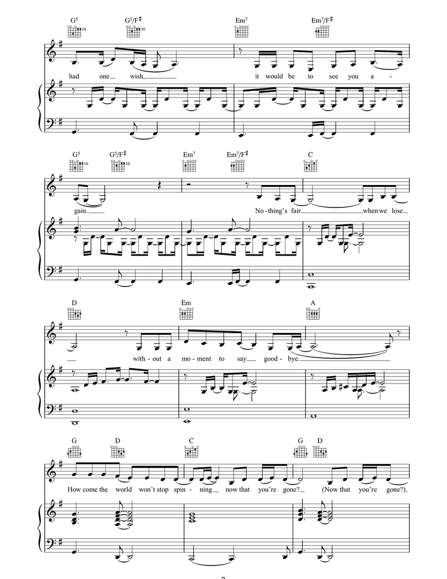 How Come The World Won't Stop? Piano, Vocal, Guitar scores gallery preview page 3