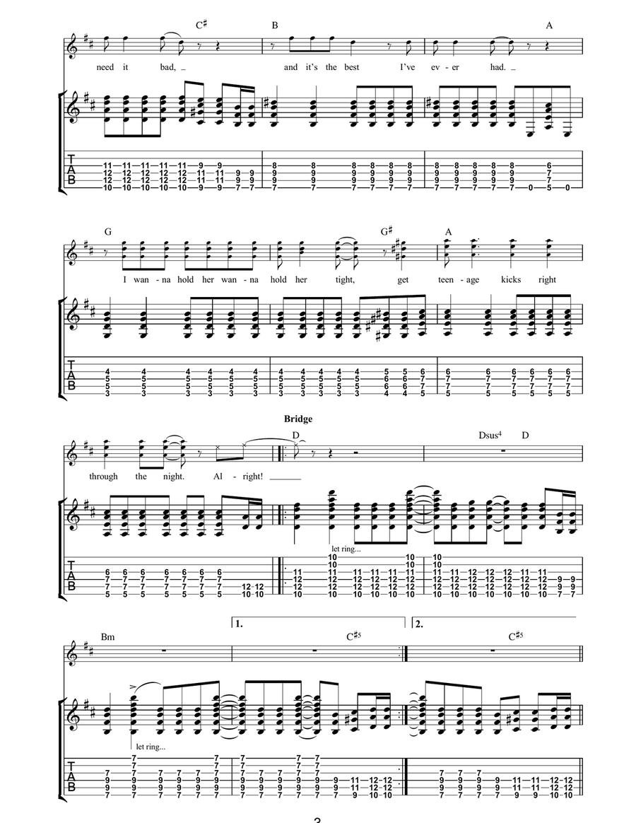 Teenage Kicks Teenage Kicks Acoustic Guitar scores gallery preview page 3