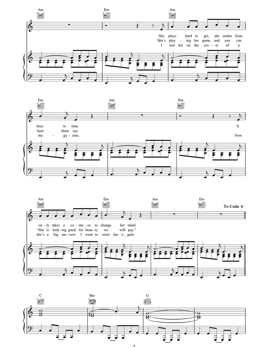 The Model The Model Piano, Vocal, Guitar scores gallery preview page 2