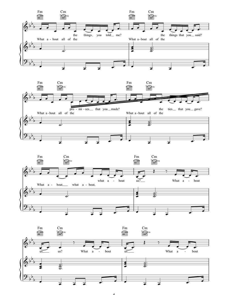 What About Us What About Us Piano, Vocal, Guitar scores gallery preview page 4
