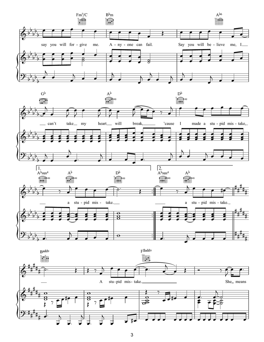 Anyone Of Us (Stupid Mistake) Piano, Vocal, Guitar scores gallery preview page 3