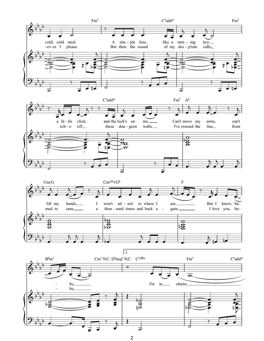 Chains Chains Piano, Vocal, Guitar scores gallery preview page 2