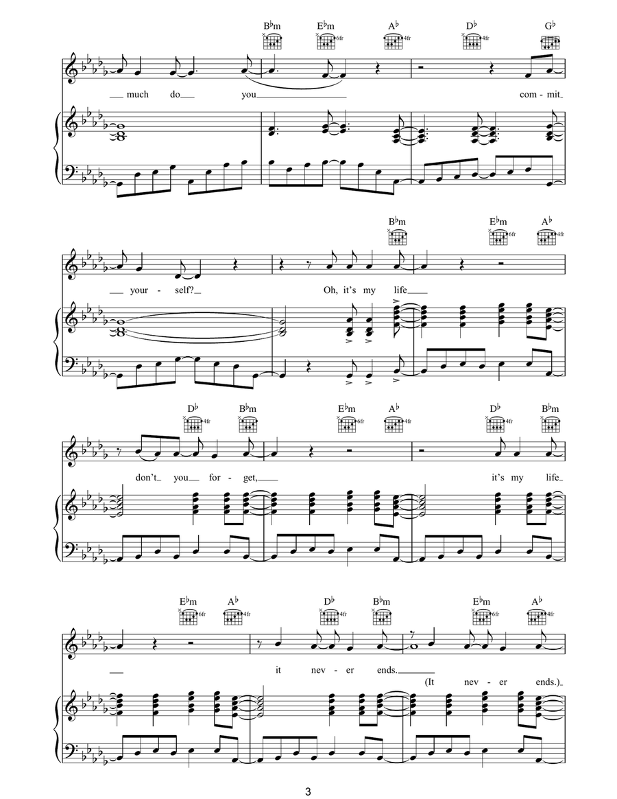 It's My Life It's My Life Piano, Vocal, Guitar scores gallery preview page 3