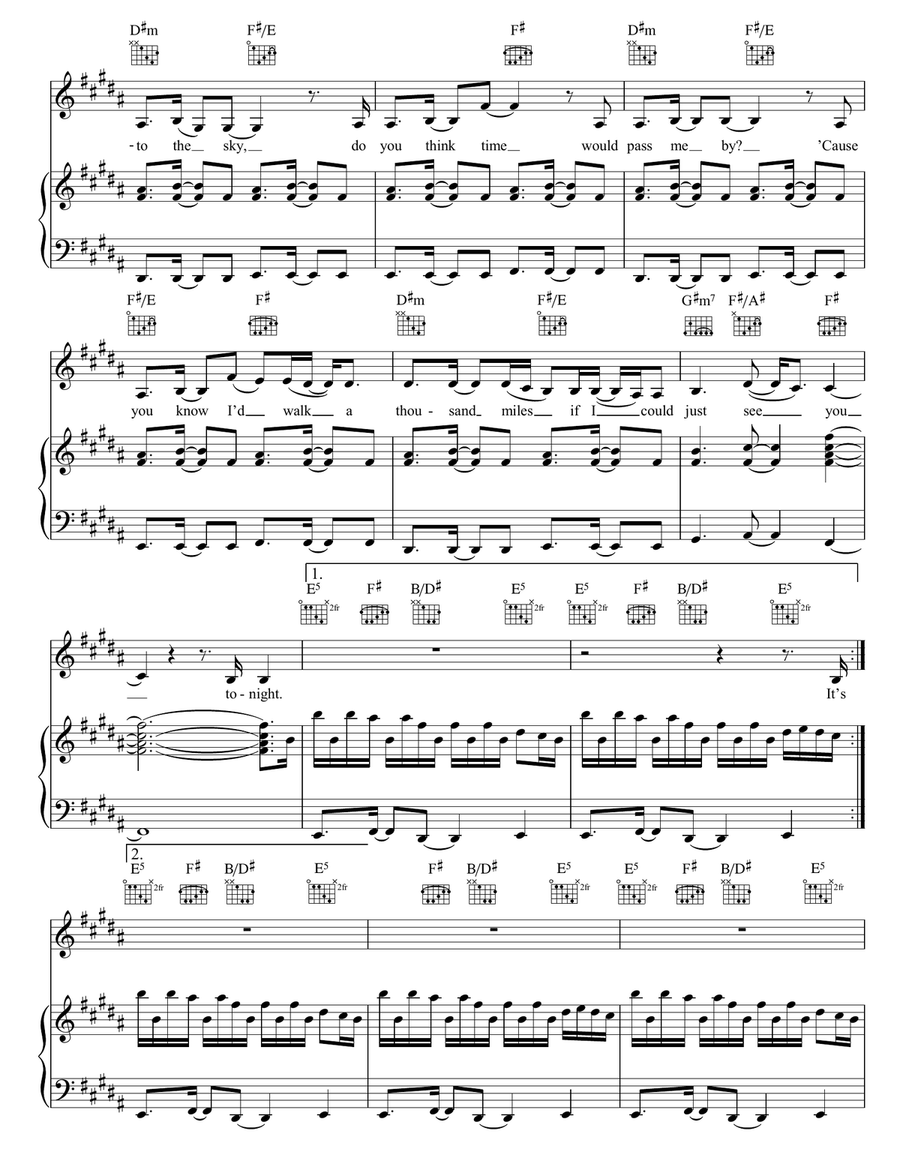 A Thousand Miles A Thousand Miles Piano, Vocal, Guitar scores gallery preview page 3