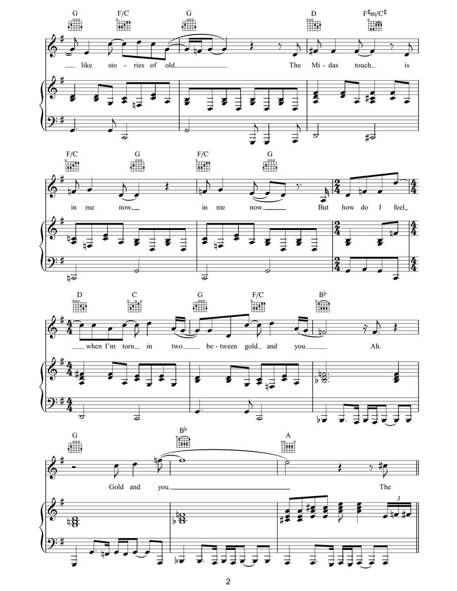 The Midas Touch The Midas Touch Piano, Vocal, Guitar scores gallery preview page 2