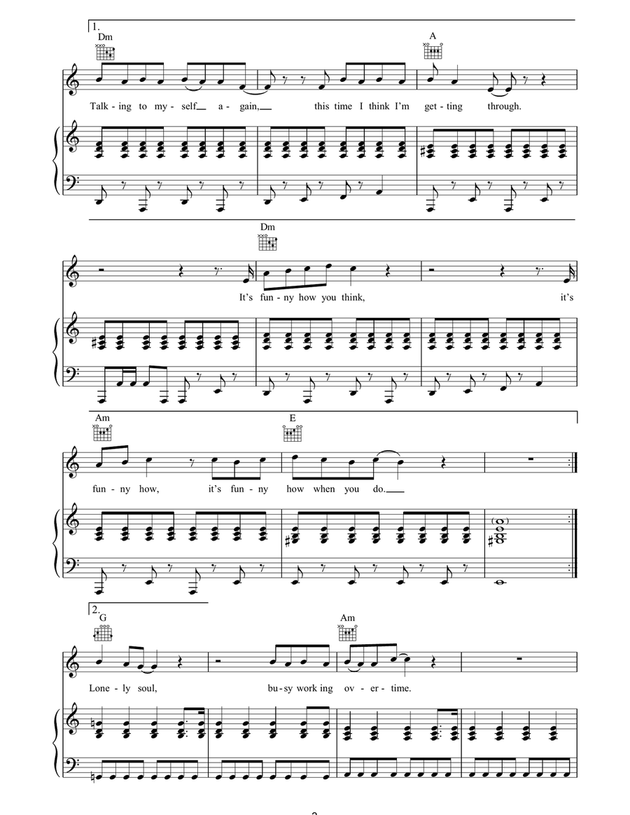 Born On A Different Cloud Piano, Vocal, Guitar scores gallery preview page 3