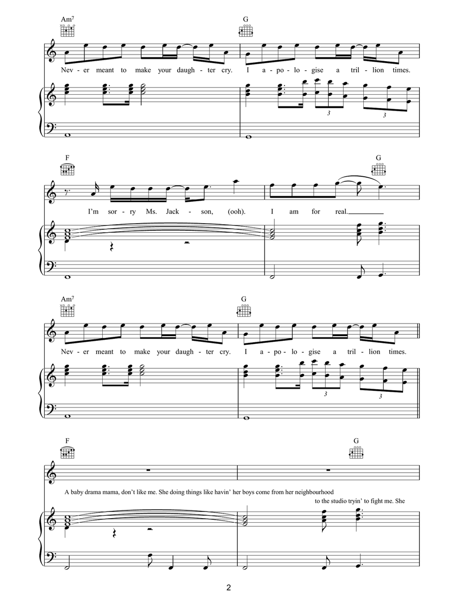 Ms Jackson Ms Jackson Piano, Vocal, Guitar scores gallery preview page 2