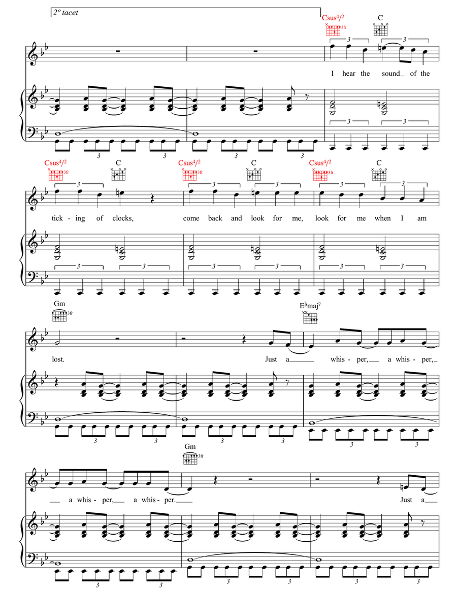 A Whisper A Whisper Piano, Vocal, Guitar scores gallery preview page 3