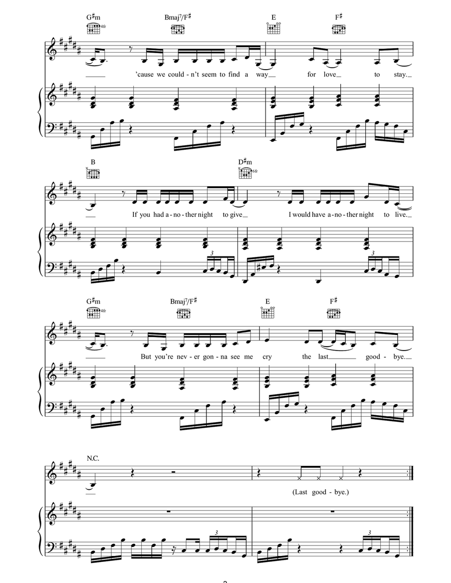 The Last Goodbye The Last Goodbye Piano, Vocal, Guitar scores gallery preview page 3