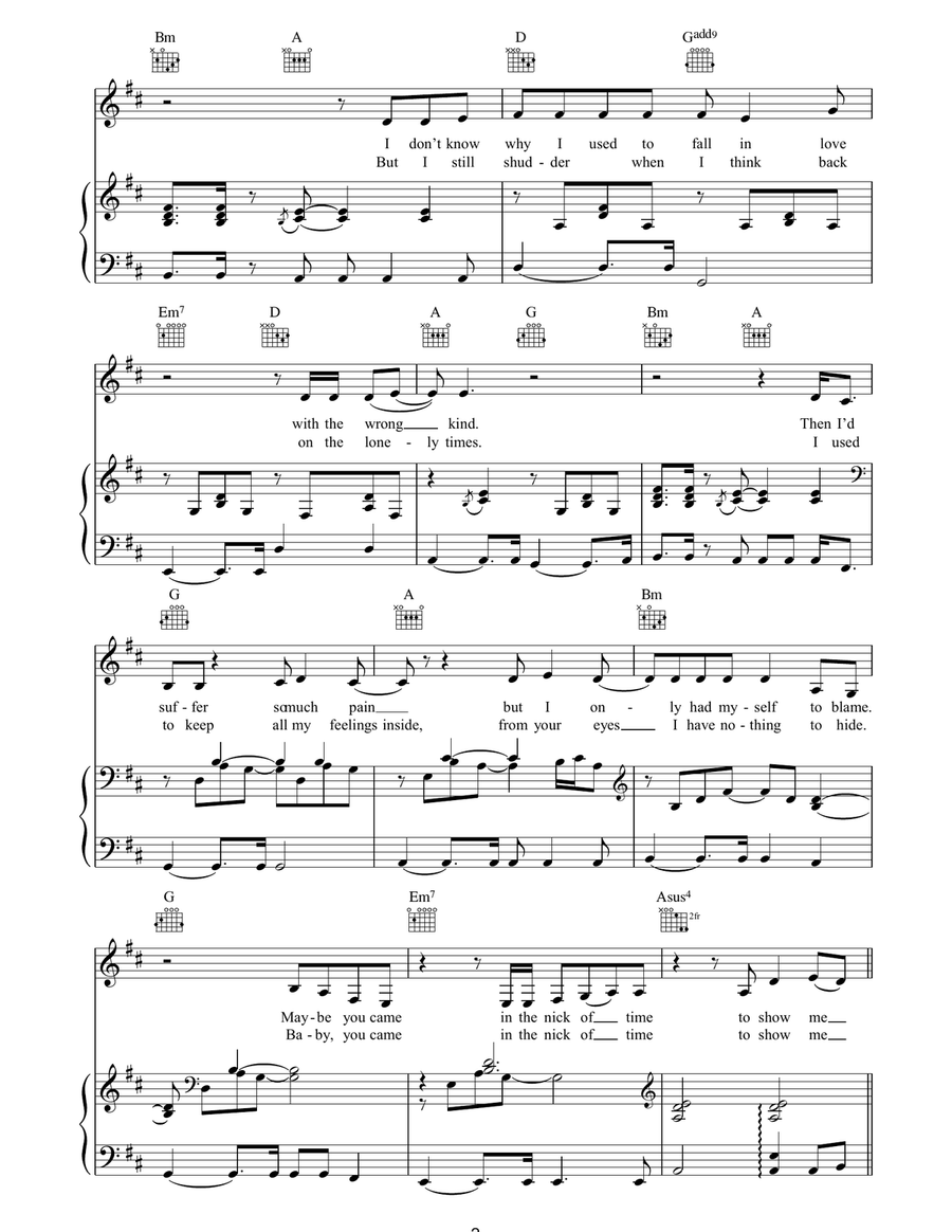 Love Doesn't Have To Hurt Piano, Vocal, Guitar scores gallery preview page 2