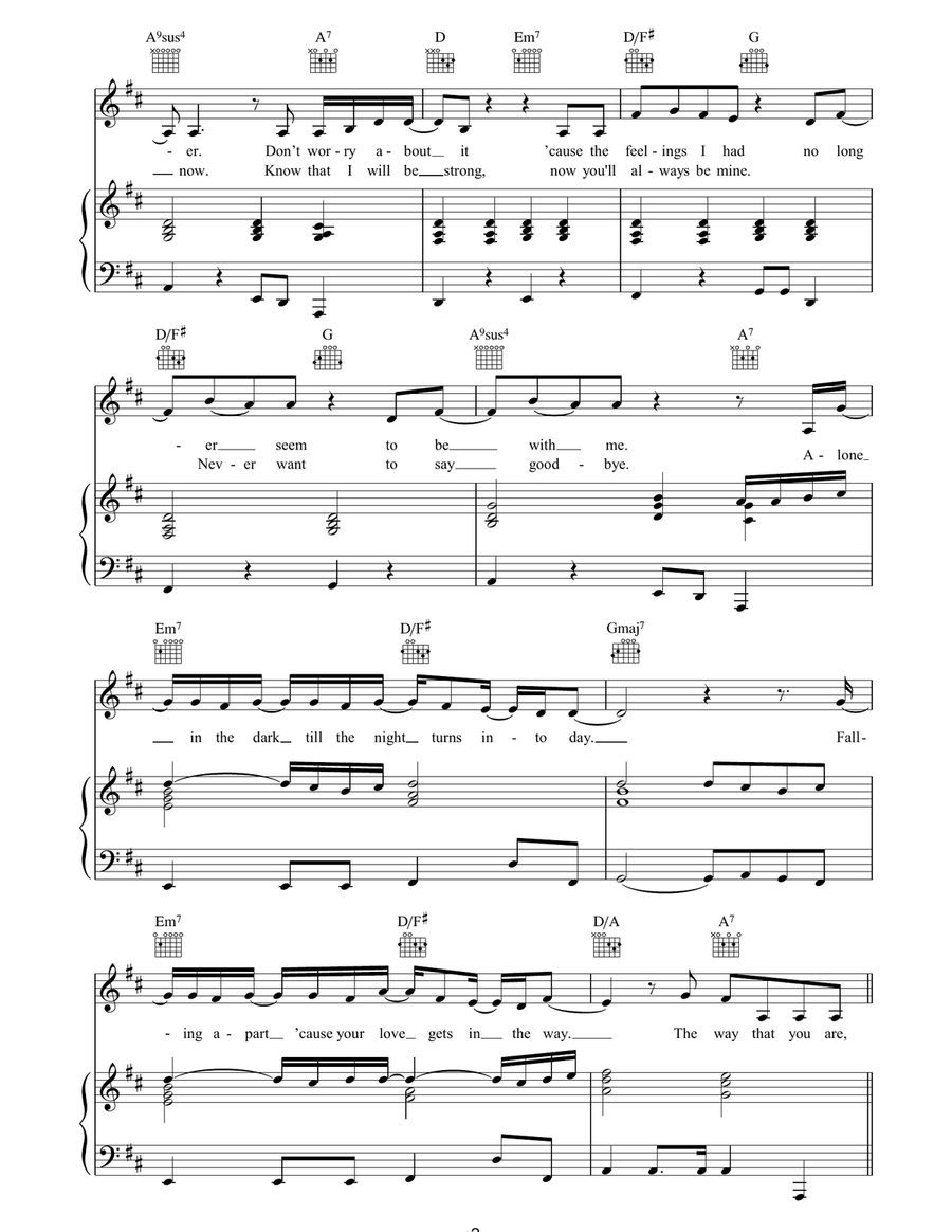 The Way That You Are Piano, Vocal, Guitar scores gallery preview page 2