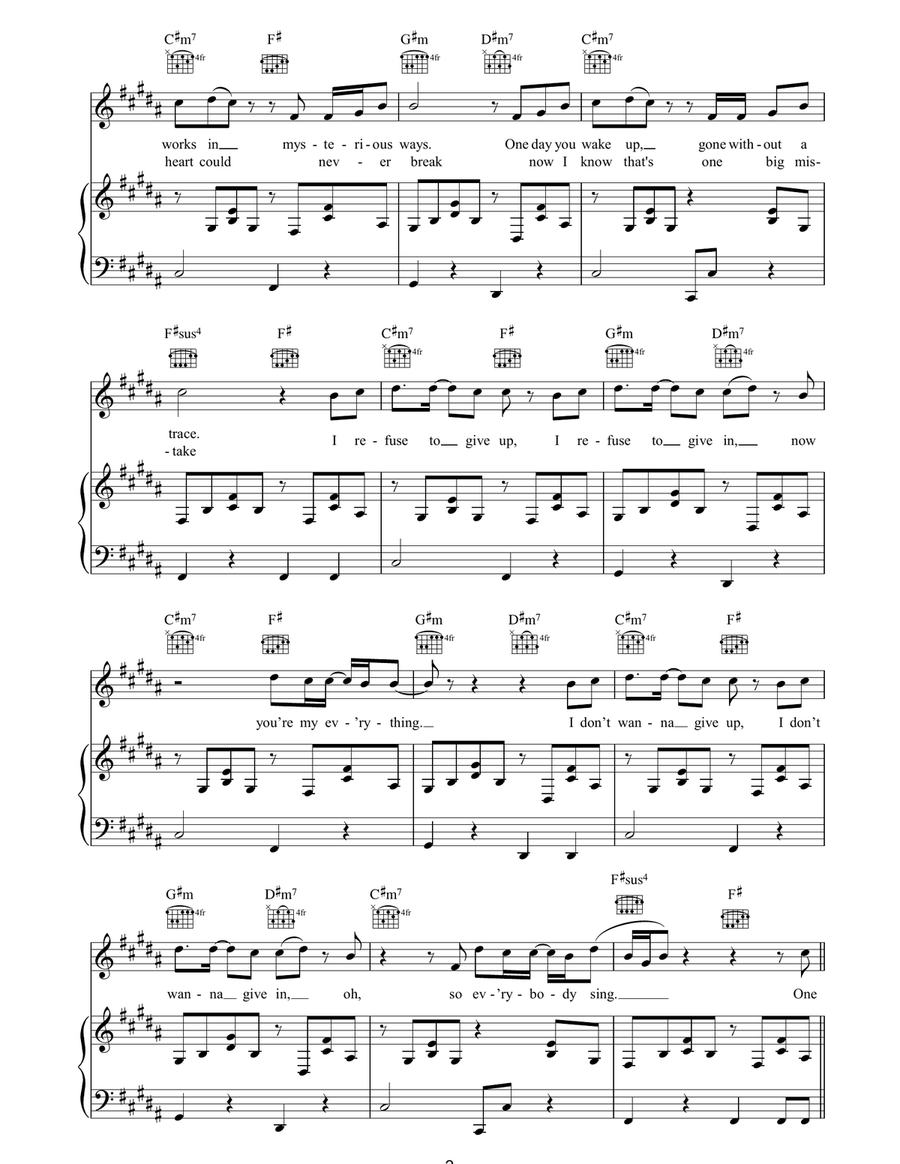 One Love One Love Piano, Vocal, Guitar scores gallery preview page 2