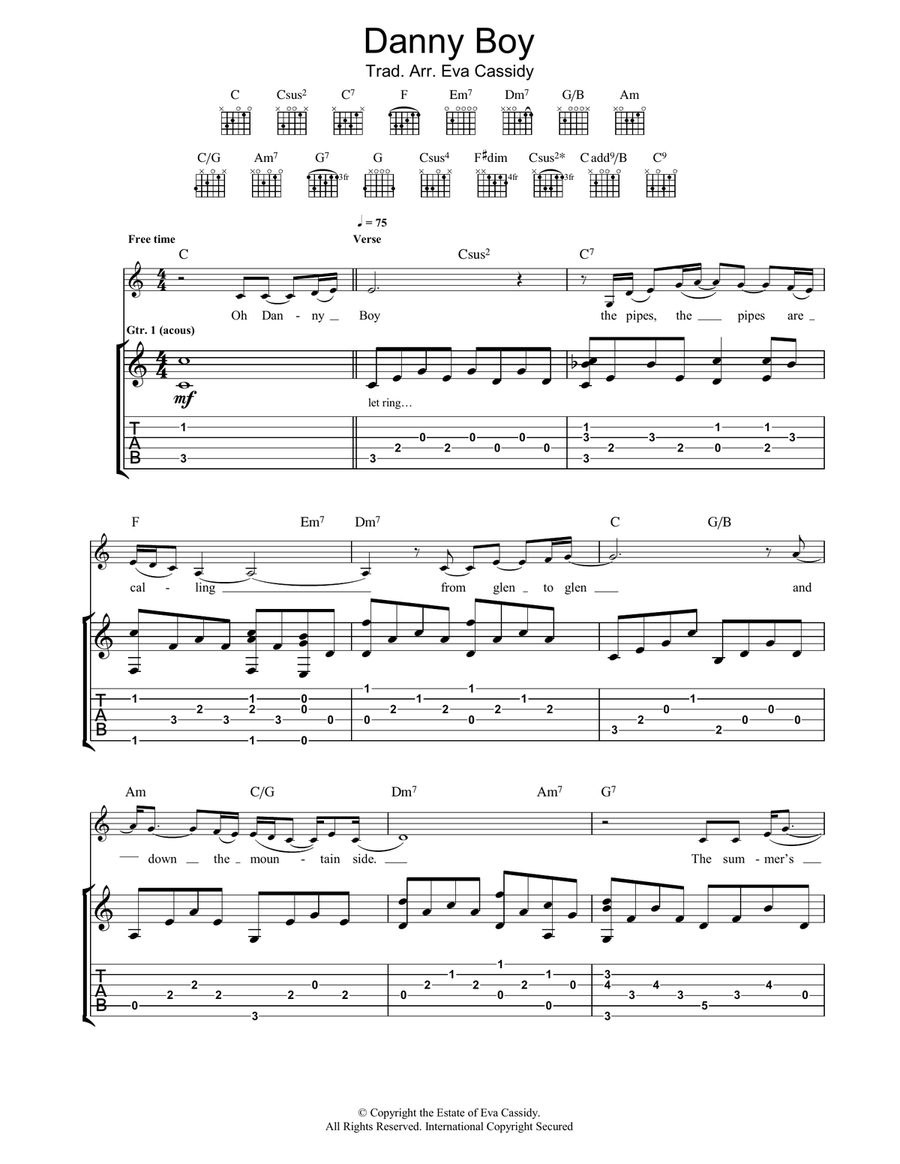 Danny Boy Acoustic Guitar scores gallery preview page 1