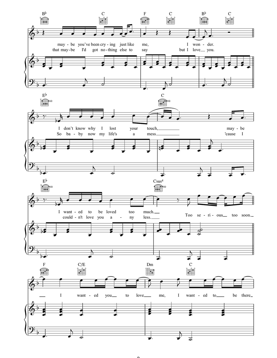 Too Serious Too Soon Too Serious Too Soon Piano, Vocal, Guitar scores gallery preview page 2
