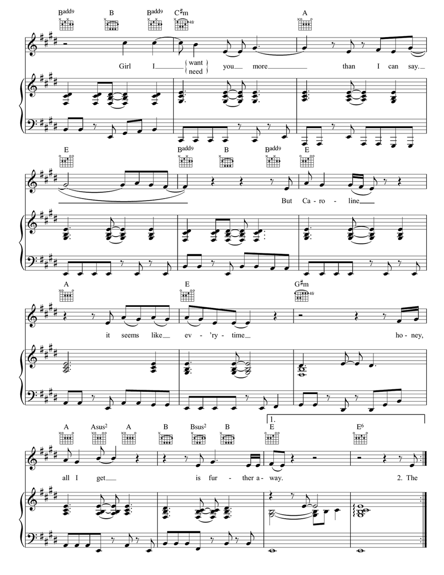 Caroline Caroline Piano, Vocal, Guitar scores gallery preview page 3