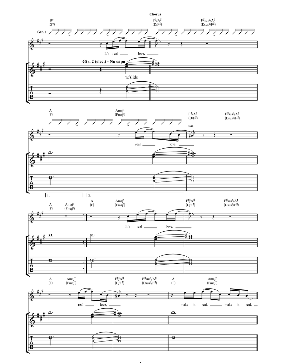 Real Love Real Love Acoustic Guitar scores gallery preview page 4