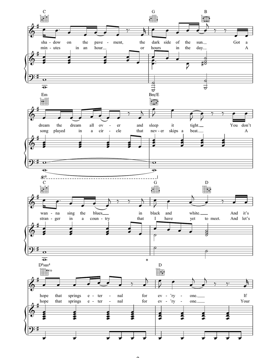 Love Somebody Love Somebody Piano, Vocal, Guitar scores gallery preview page 2