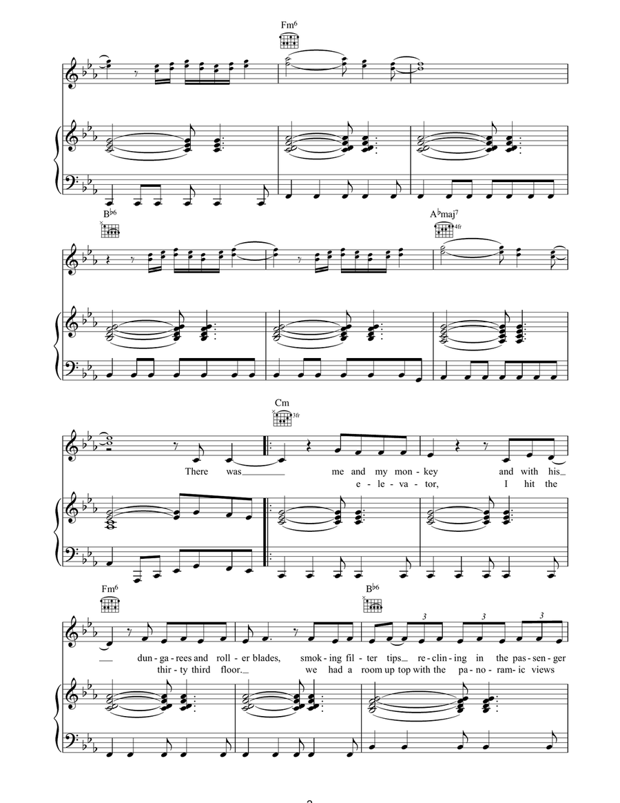 Me And My Monkey Piano, Vocal, Guitar scores gallery preview page 2