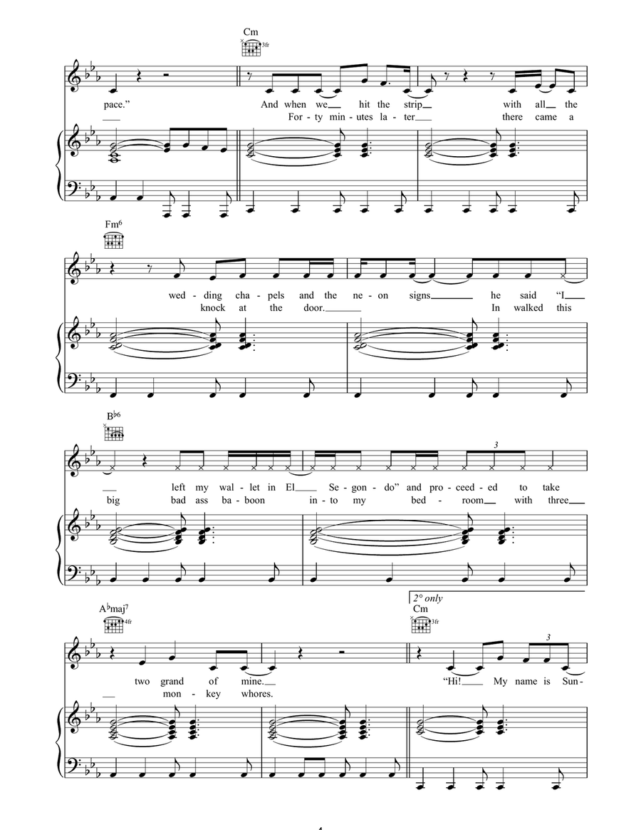 Me And My Monkey Piano, Vocal, Guitar scores gallery preview page 4
