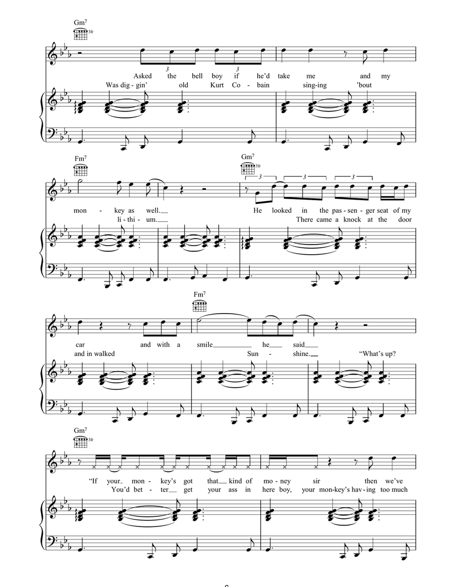 Me And My Monkey Piano, Vocal, Guitar scores gallery preview page 6