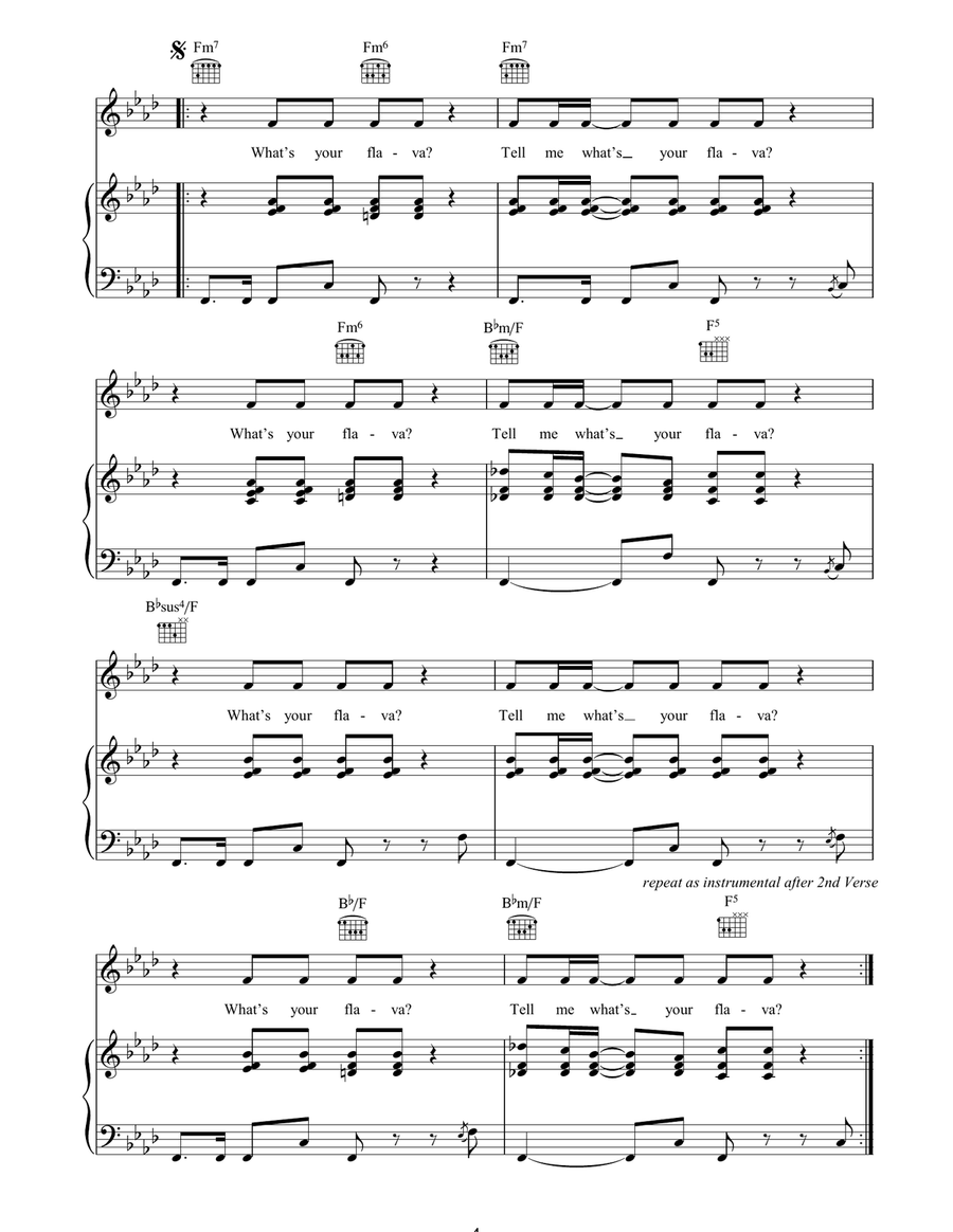 What's Your Flava What's Your Flava Piano, Vocal, Guitar scores gallery preview page 4