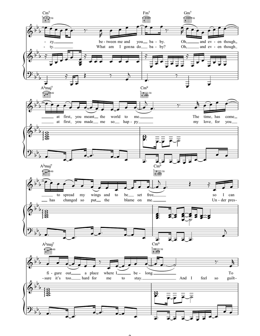 What's Changed What's Changed Piano, Vocal, Guitar scores gallery preview page 3