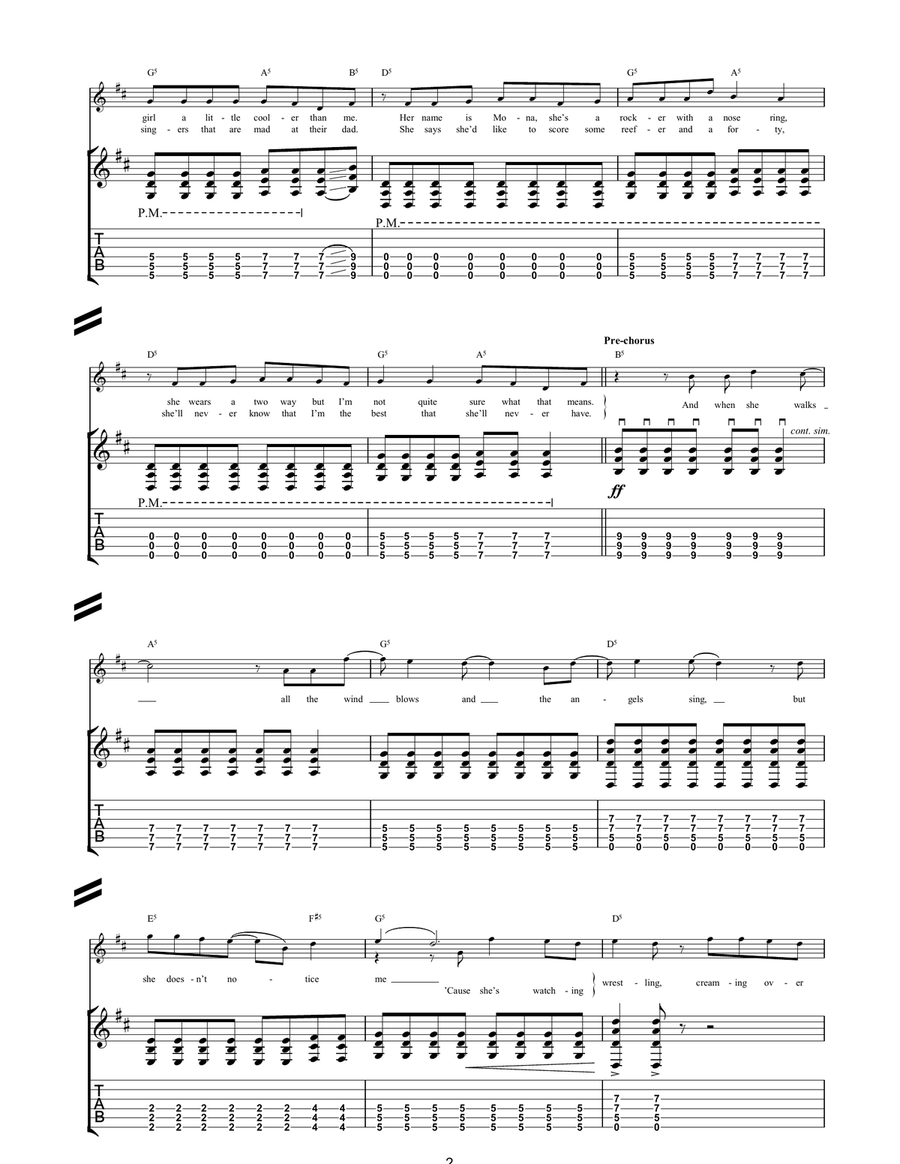 Girl All The Bad Guys Want Acoustic Guitar scores gallery preview page 2