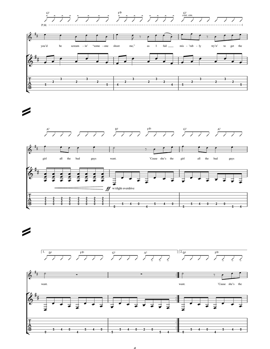Girl All The Bad Guys Want Acoustic Guitar scores gallery preview page 4