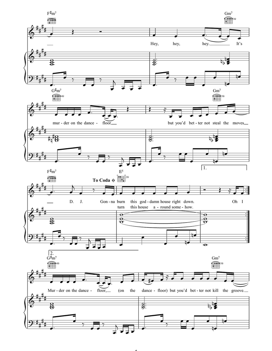 Murder On The Dancefloor Murder On The Dancefloor Piano, Vocal, Guitar scores gallery preview page 4