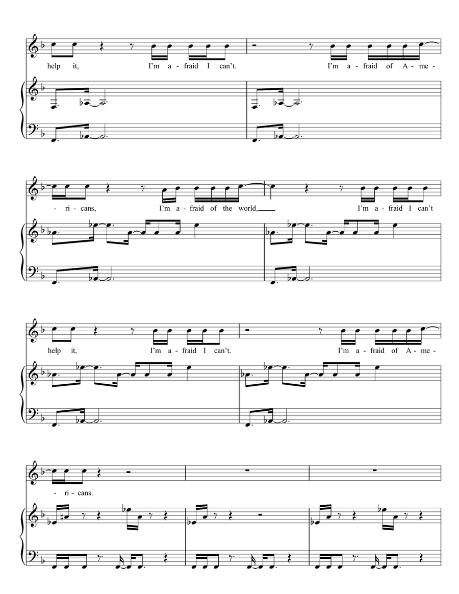 I'm Afraid Of Americans I'm Afraid Of Americans Piano, Vocal, Guitar scores gallery preview page 3