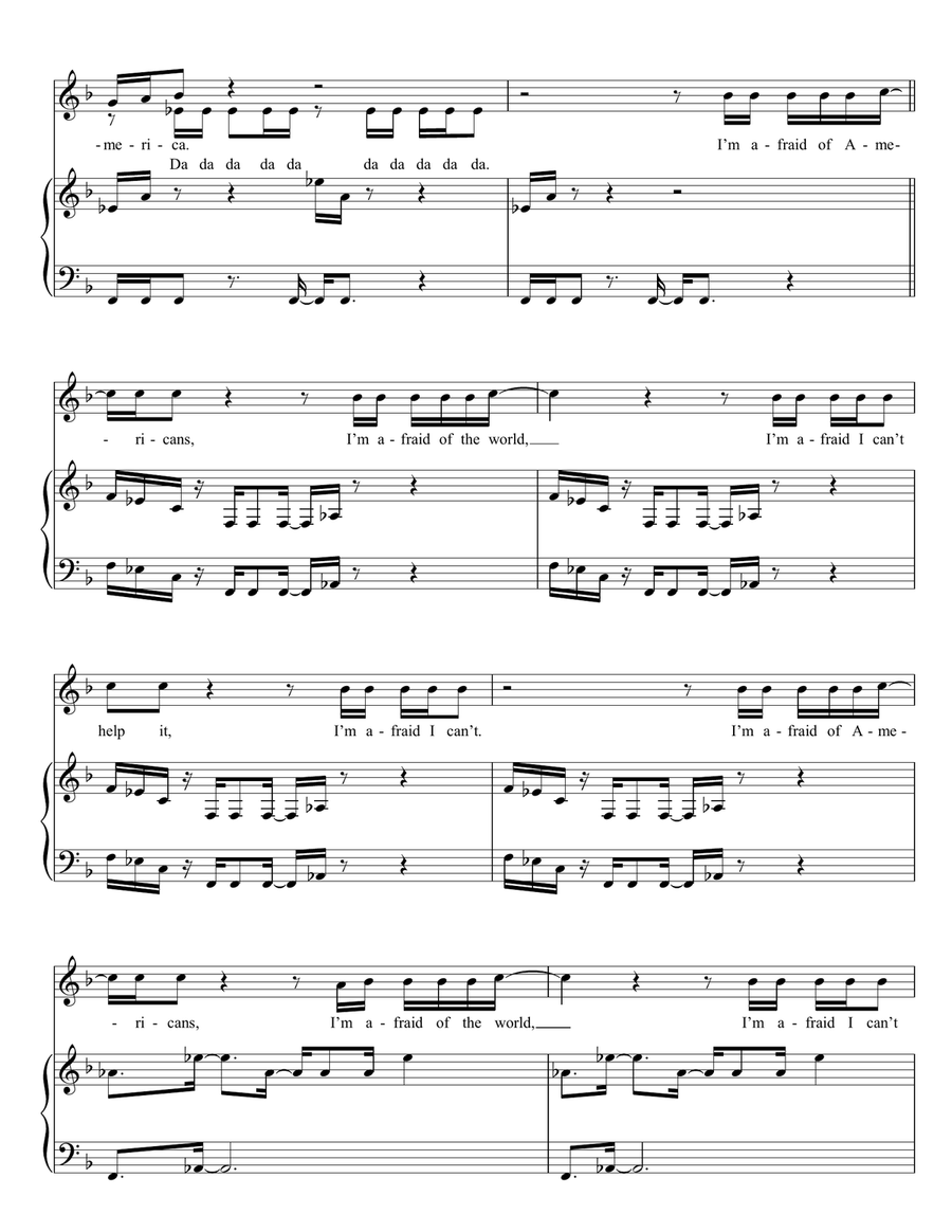 I'm Afraid Of Americans I'm Afraid Of Americans Piano, Vocal, Guitar scores gallery preview page 5