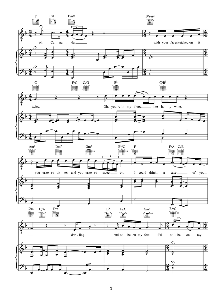 A Case Of You Piano, Vocal, Guitar scores gallery preview page 3