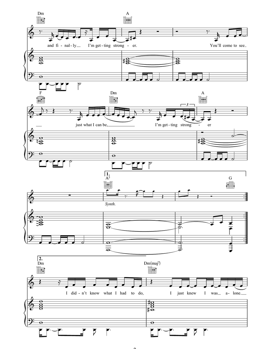 Stronger Stronger Piano, Vocal, Guitar scores gallery preview page 3