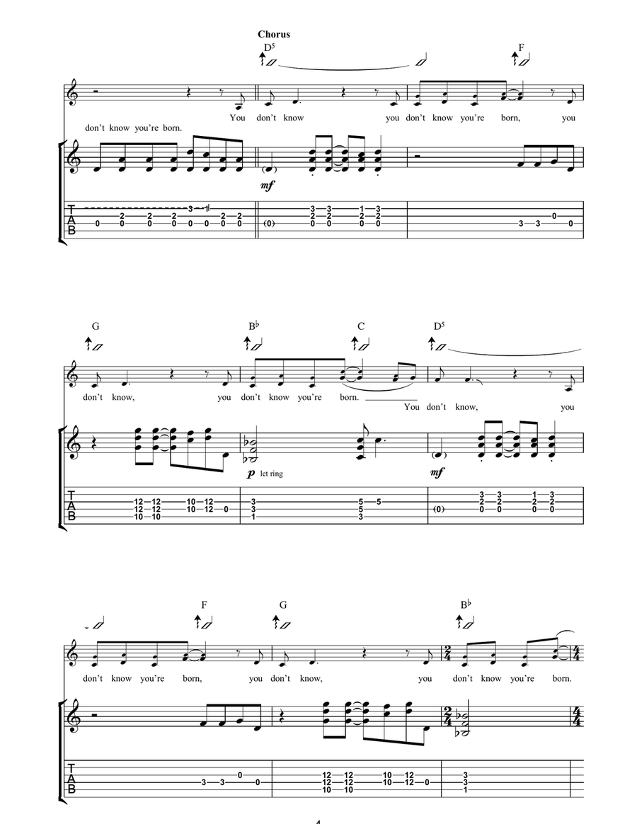 You Don't KnowYou're Born Acoustic Guitar scores gallery preview page 4