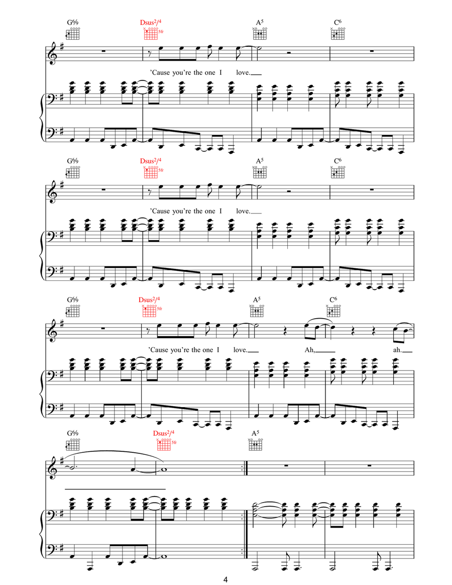 One I Love (live version) Piano, Vocal, Guitar scores gallery preview page 4