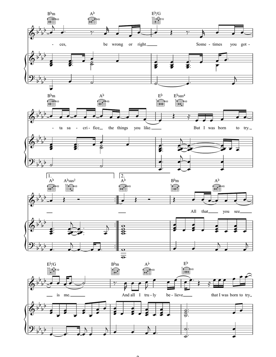 Born To Try Born To Try Piano, Vocal, Guitar scores gallery preview page 3