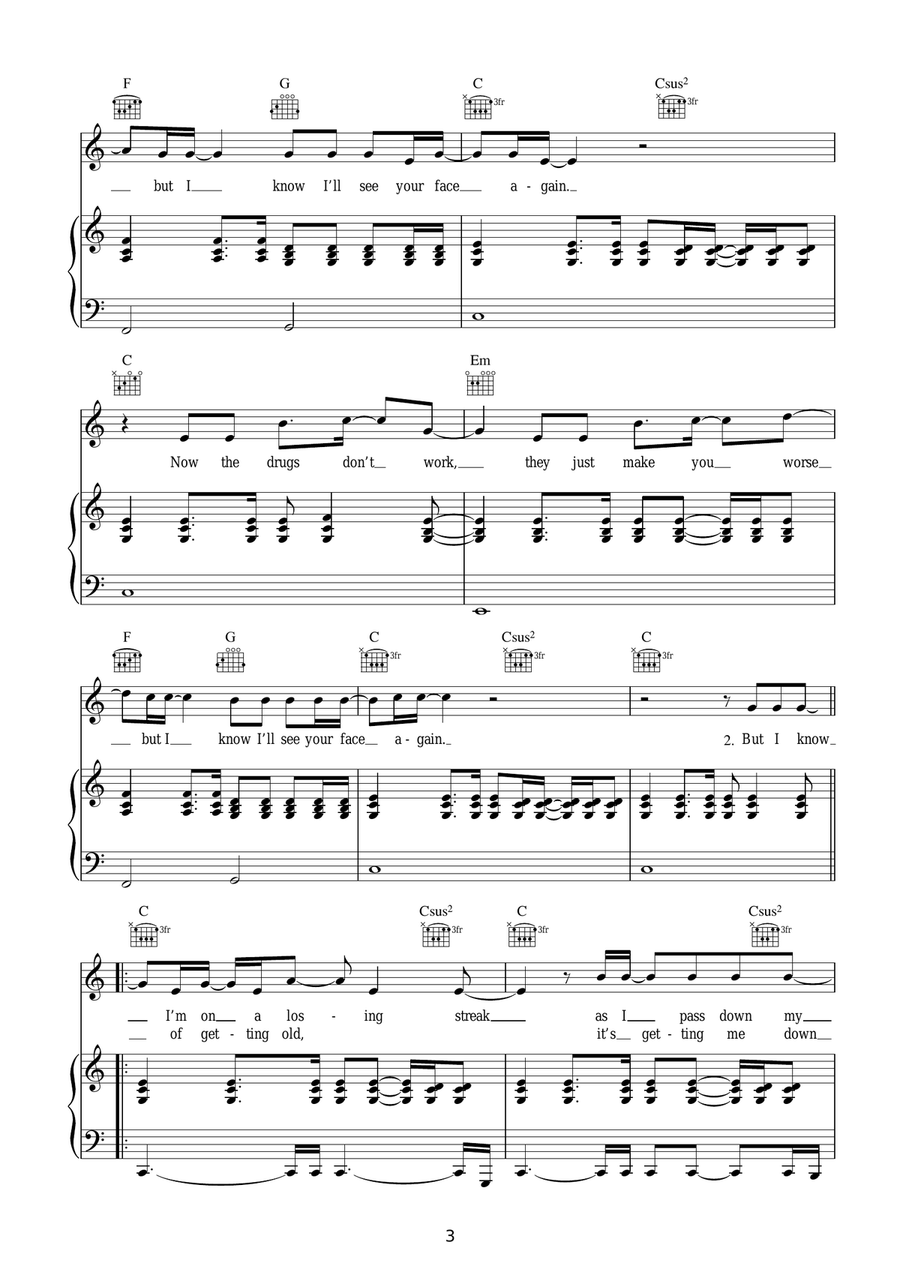 The Drugs Don't Work The Drugs Don't Work Piano, Vocal, Guitar scores gallery preview page 3