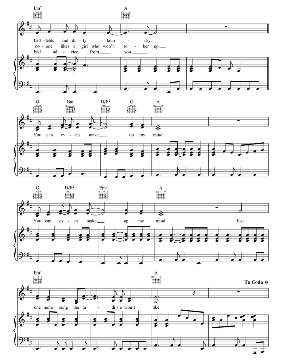 One More The Song The Radio Won't Like Piano, Vocal, Guitar scores gallery preview page 3