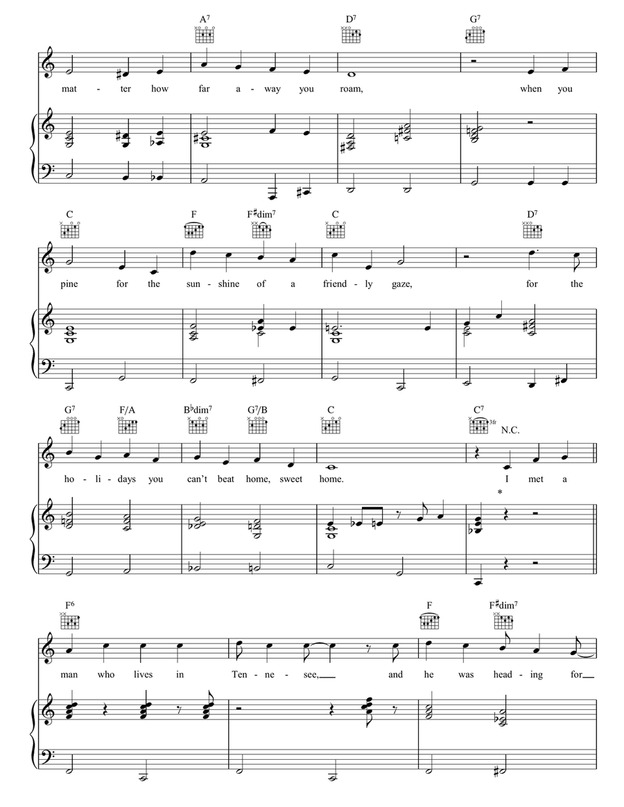 (There's No Place Like) Home For The Holidays Piano, Vocal, Guitar scores gallery preview page 2
