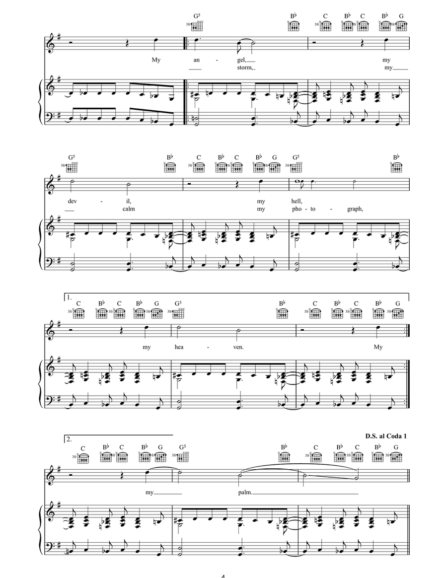 Jealousy Jealousy Piano, Vocal, Guitar scores gallery preview page 4