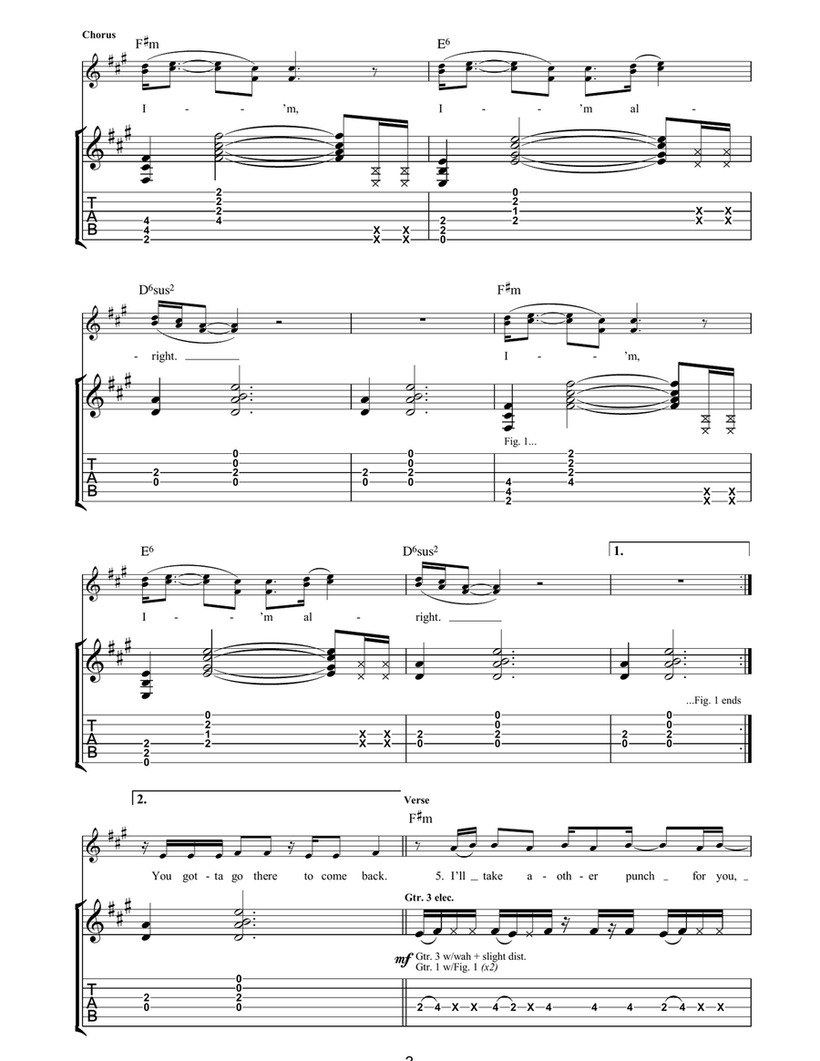 I'm Alright (You Gotta Go There To Come Back) Acoustic Guitar scores gallery preview page 3