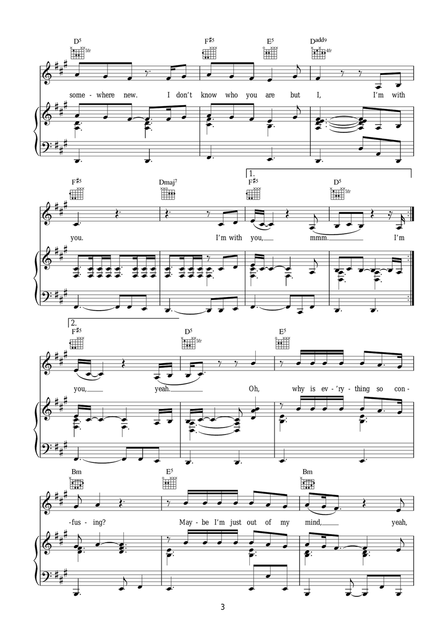I'm With You I'm With You Piano, Vocal, Guitar scores gallery preview page 3