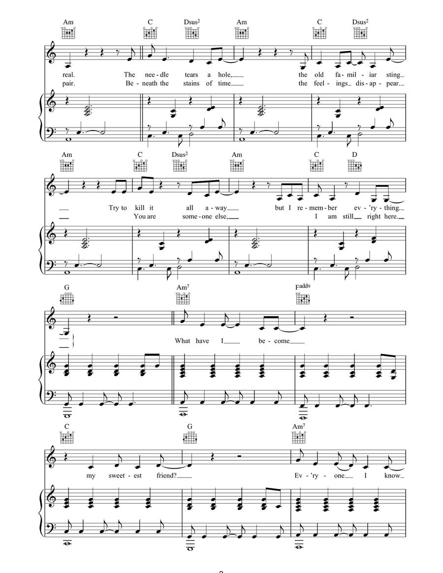 Hurt Hurt Piano, Vocal, Guitar scores gallery preview page 2