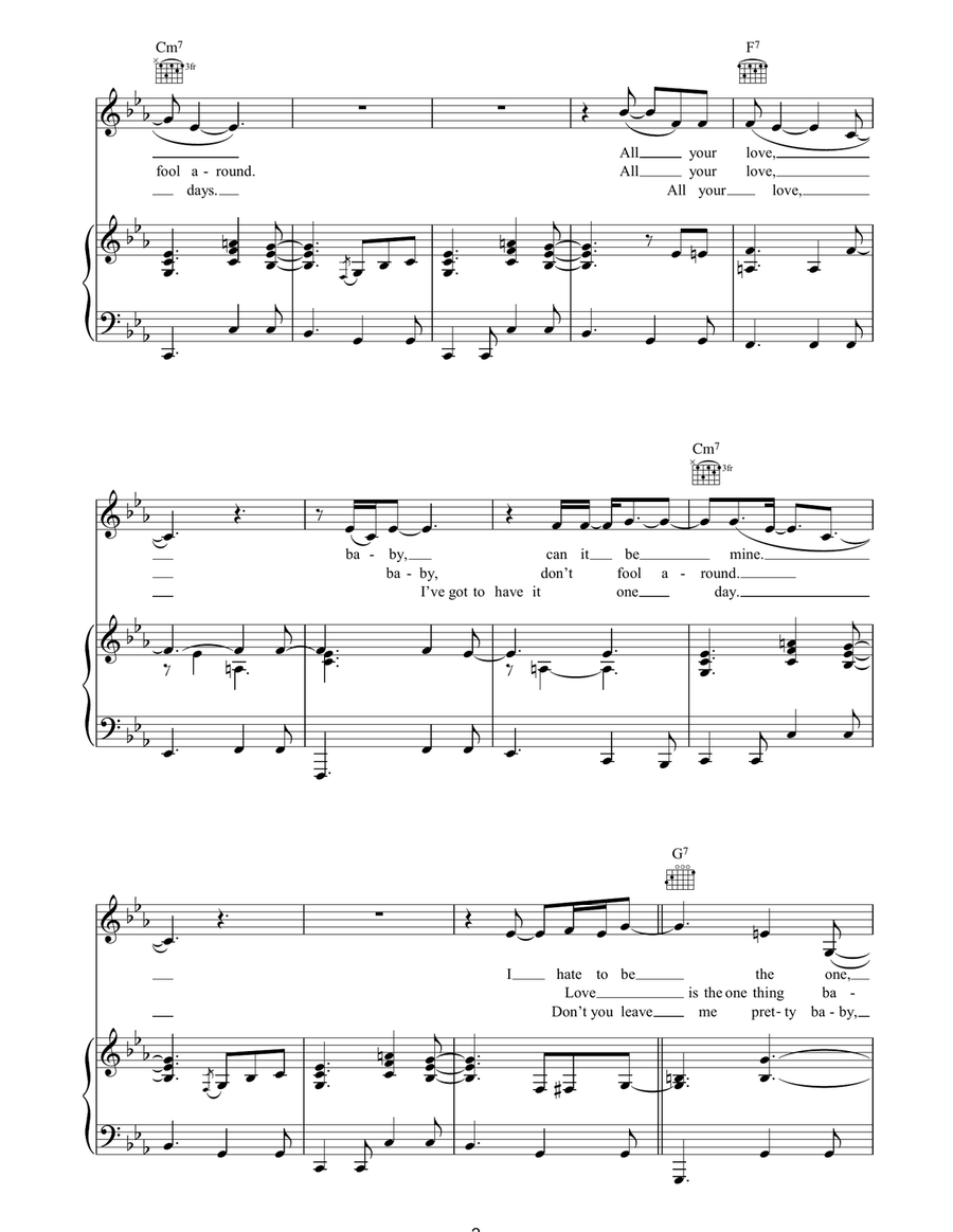 All Your Love All Your Love Piano, Vocal, Guitar scores gallery preview page 2