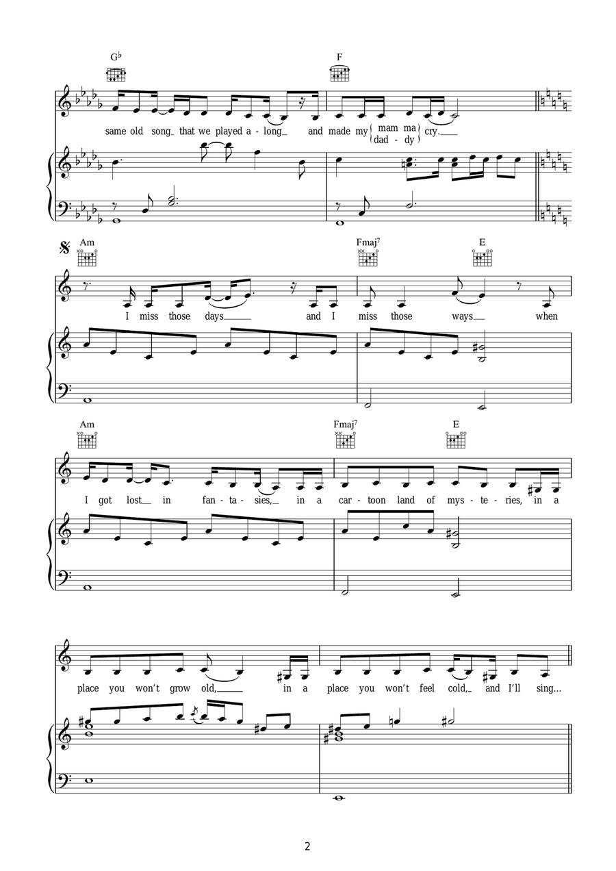 Innocent Eyes Innocent Eyes Piano, Vocal, Guitar scores gallery preview page 2